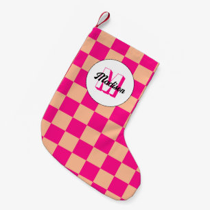Gelegen in pfirsichfarbenem, rosa, geometrischem R Kleiner Weihnachtsstrumpf