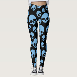 Gelegentliches Schädel-Muster-blaues Schwarzes Leggings