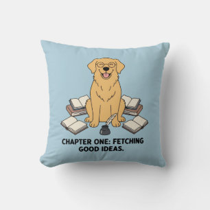 Gelehrter Golden Retriever Pastell Blau Hund Desig Kissen