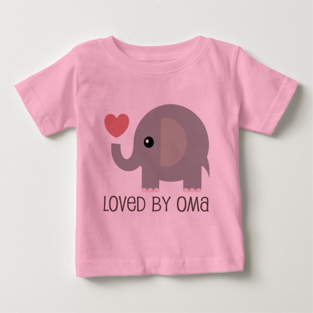 Geliebt durch Oma Herz-Elefanten Baby T-shirt (Vorderseite)