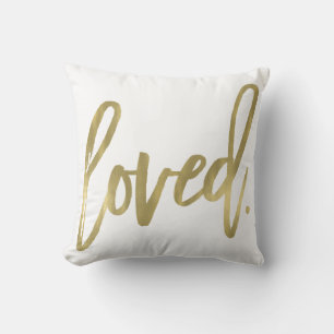 Geliebt. Moderne trendy Schrift-Typografie Typ Gol Kissen