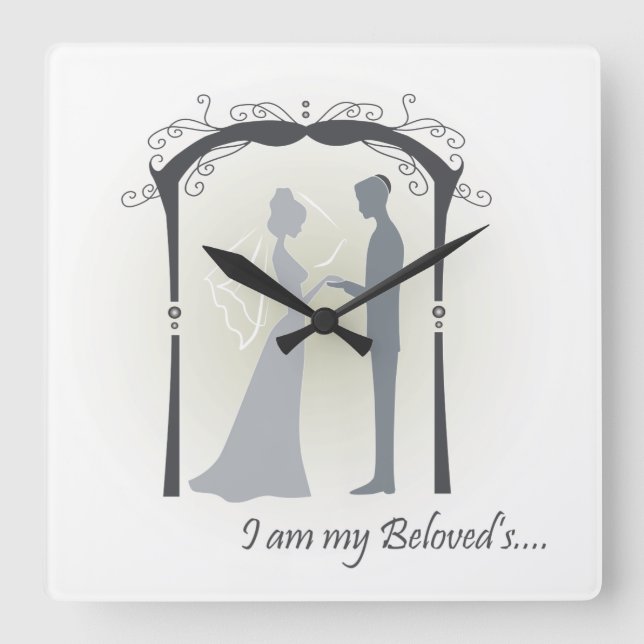 Geliebt Quadratische Wanduhr (Vorderseite)