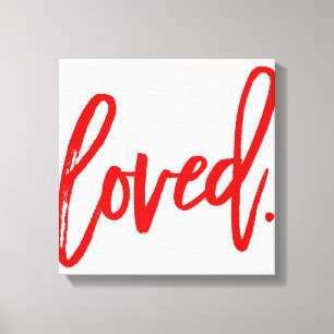 GELIEBT. Rote moderne Schrift-Typografie Leinwanddruck