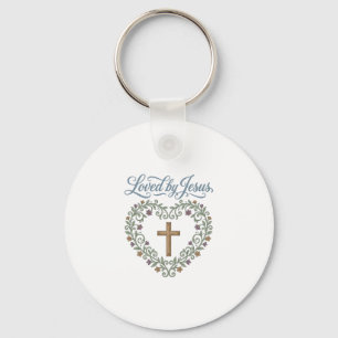 Geliebt von Jesus Floral Cross Christliches T-Shir Schlüsselanhänger
