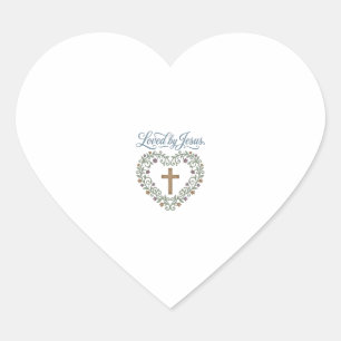 Geliebt von Jesus Florales Kreuz Christliches T-Sh Herz-Aufkleber
