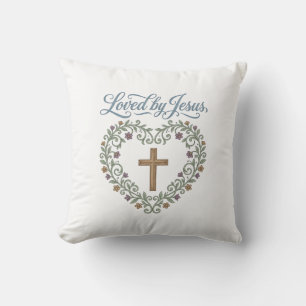 Geliebt von Jesus Florales Kreuz Christliches T-Sh Kissen