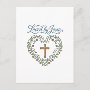 Geliebt von Jesus Florales Kreuz Christliches T-Sh Postkarte