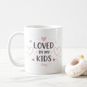 Geliebt von meinen Kindern Tasse Rosa Herz Kaffe