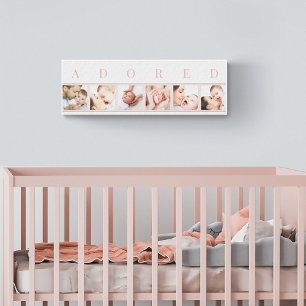 Geliebte Baby-Fotocollage Elegant Rosa und Weiß Leinwanddruck