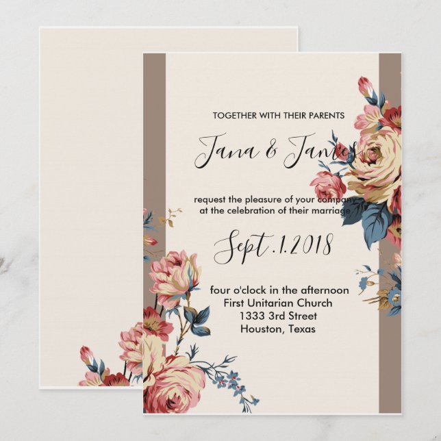 geliebte Hochzeit Einladung (Vorne/Hinten)