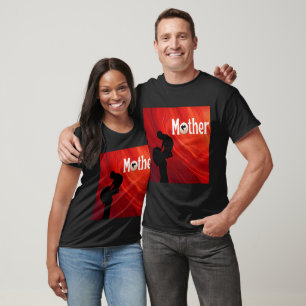 Geliebte Mutter Silhouette mit Planet und Herz Des T-Shirt