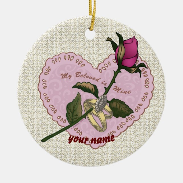 Geliebte Rose Keramik Ornament (Vorne)