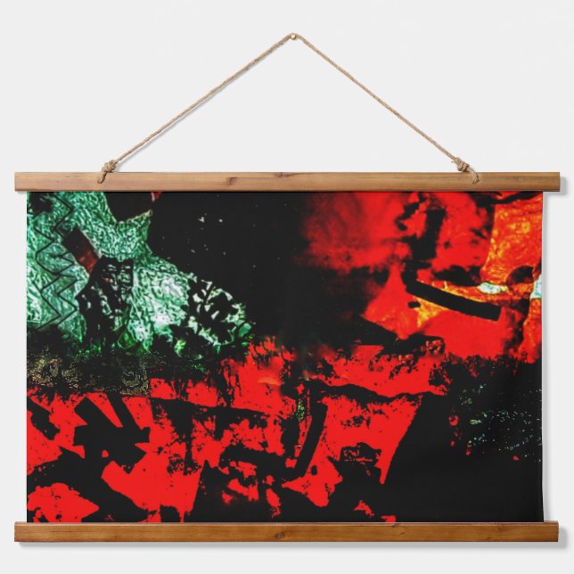 Geliebte Tapisserie aus orangefarbenem Holz, rosig Wandteppich Mit Holzrahmen (Vorne)