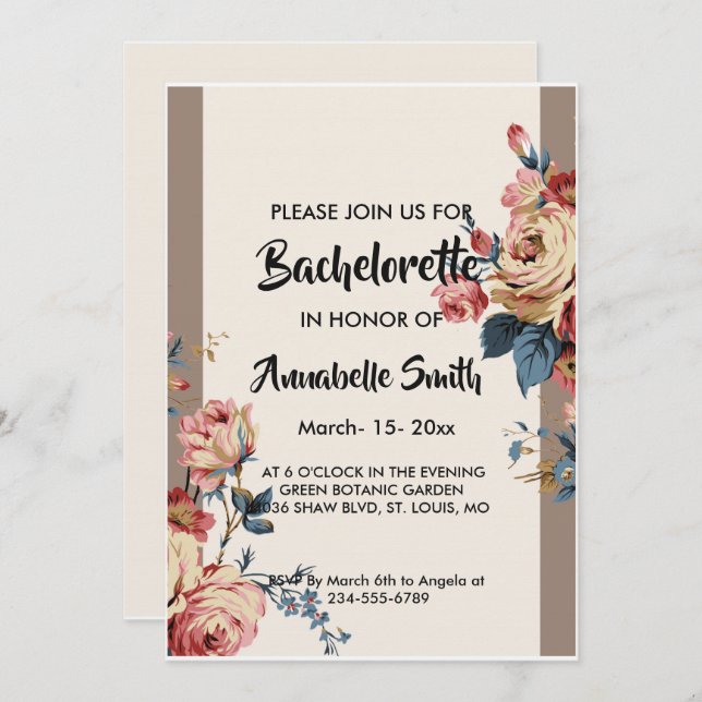 Geliebter Junggeselle Einladung (Vorne/Hinten)