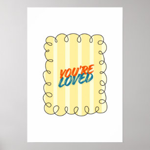 Geliebter Retro-Spruch Gelbe Streifen Kinderzimmer Poster