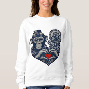 Geliebter Steampunkaffe mit rotem Herzen Sweatshirt