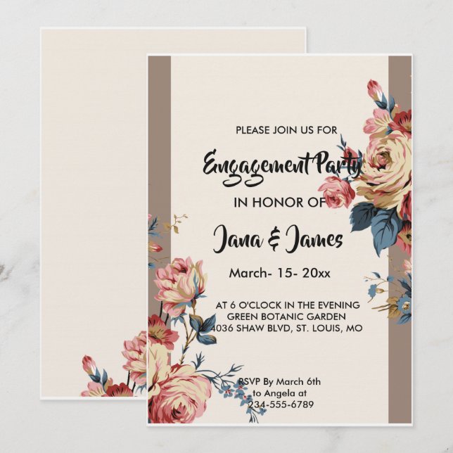     geliebtes Engagement Einladung (Vorne/Hinten)