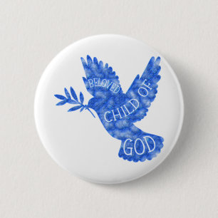 Geliebtes Kind Gottes Taube- Große Taufe Geschenk! Button