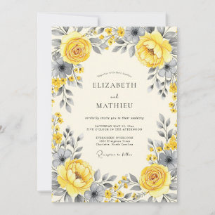 Gelieferte Schieferfarbene Elegante Hochzeitsblume Einladung