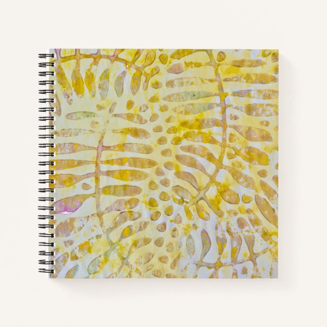 Gelli Printed Golden Blätter Notizbuch (Vorderseite)