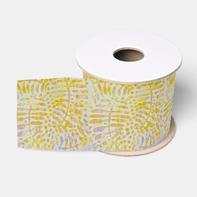 Gelli Printed Golden Blätter Ripsband (Spule)