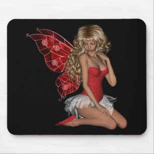 Gelockte blonde Fee 3D im Rosa Mousepad