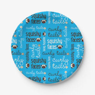 Gelockte Schwanz-Squishy Gesichts-Mops-Party Pappteller