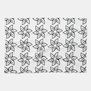 Gelocktes Blumen-Muster - Schwarzes auf Weiß Küchentuch