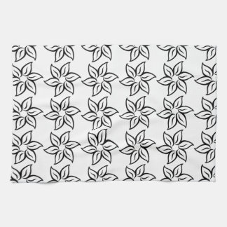 Gelocktes Blumen-Muster - Schwarzes auf Weiß Küchentuch