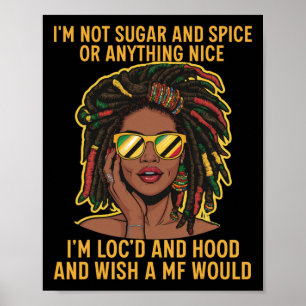 Gelocktes Haar Schwarzes Mädchen Melanin Frau Ich Poster