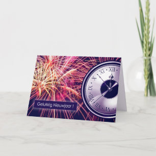 Gelukig Nieuwjaar. Silvesterkarte in Niederländisc Feiertagskarte