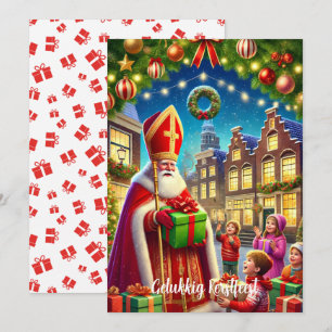 "Gelukkig Kerstfeest" Vintages holländisches Weihn Feiertagskarte