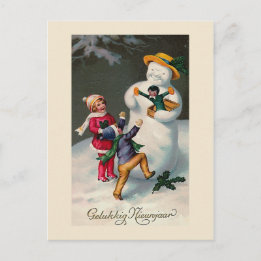 "Gelukkig Nieunjaar" Vintage niederländische Postk Postkarte