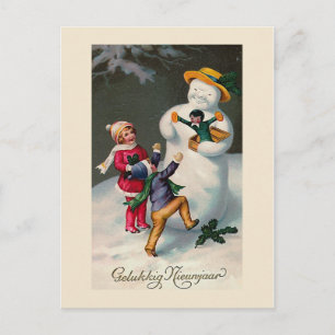 "Gelukkig Nieunjaar" Vintage niederländische Postk Postkarte