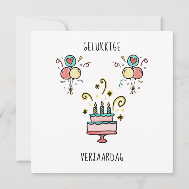 Gelukkige Verjaardag | Happy Birthday Karte (Vorderseite)