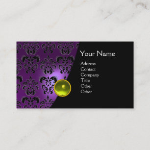 GEM DAMASK MONOGRAM Amethyst lila gelb Visitenkarte