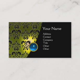 GEM DAMASK MONOGRAM Gelb Saphiblau Visitenkarte