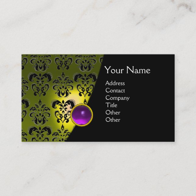 GEM DAMASK MONOGRAM lila Amethyste Visitenkarte (Vorderseite)