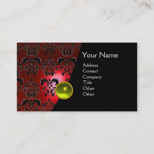 GEM DAMASK MONOGRAM roter Topaz gelb Visitenkarte