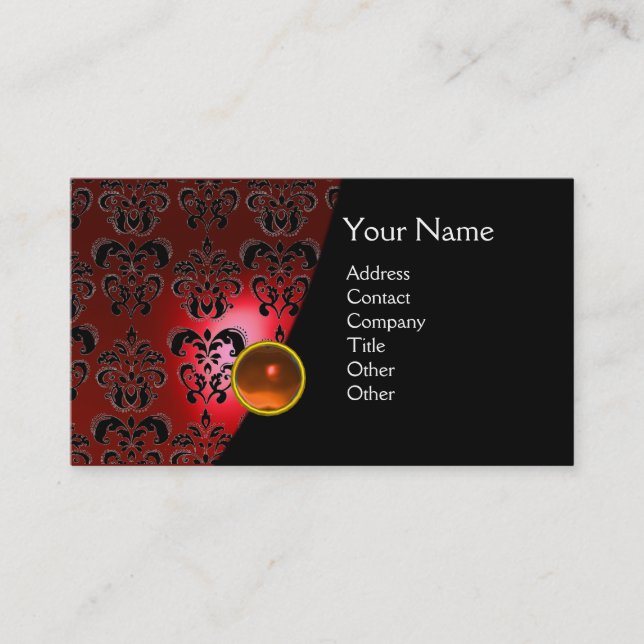 GEM DAMASK MONOGRAM roter Topaz Visitenkarte (Vorderseite)