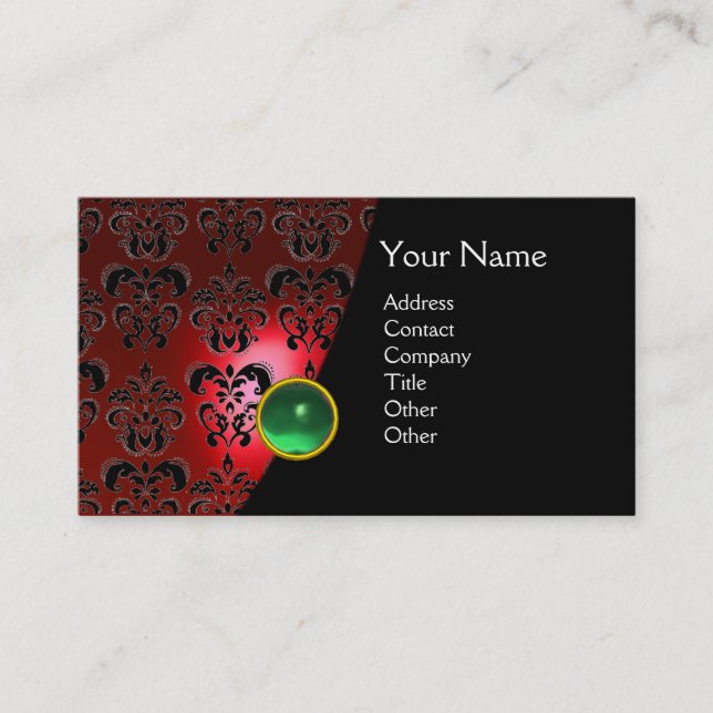 GEM DAMASK MONOGRAM Roter Topaz Visitenkarte (Vorderseite)
