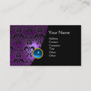 GEM DAMAST MONOGRAMM Amethyst purpurblau Visitenkarte