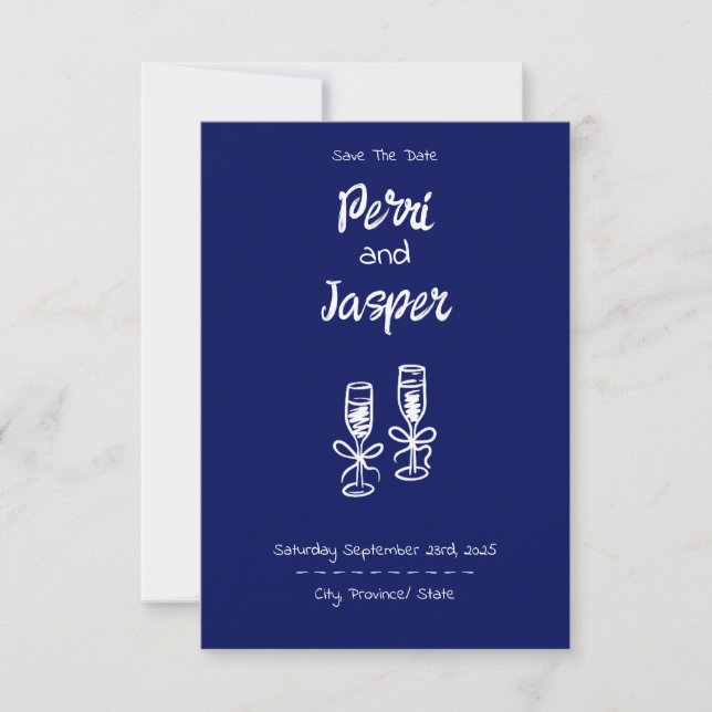 Gem & Pen Save the Date Royal Blue (Vorderseite)