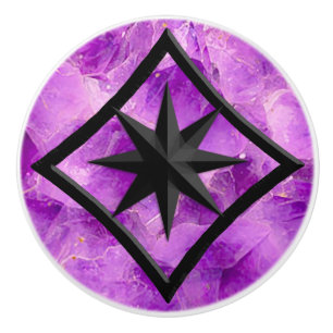 Gem Stone, Amethyst & Black Onyx Ornament Keramikknauf