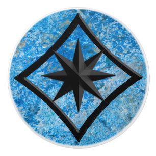 Gem Stone, Blue Granite & Black Onyx Ornament Keramikknauf