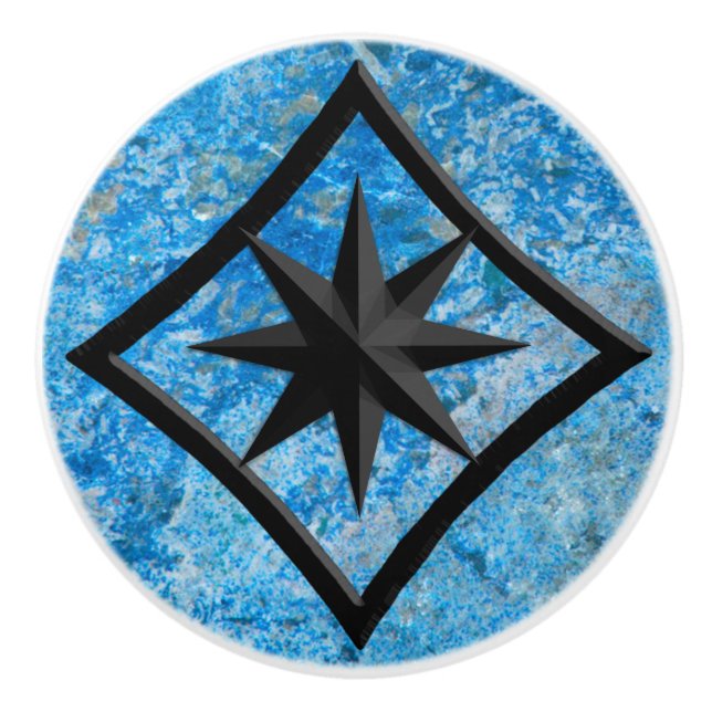 Gem Stone, Blue Granite & Black Onyx Ornament Keramikknauf (Vorderseite)