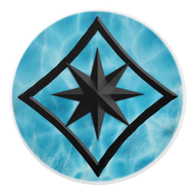 Gem Stone, Blue Larimar & Black Onyx Ornament Keramikknauf (Vorderseite)