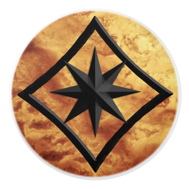 Gem Stone, Gold Tiger Eye & Black Onyx Ornament Keramikknauf (Vorderseite)