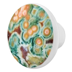 Gem Stone Muster, Ocean Jasper, Green und Multi Keramikknauf