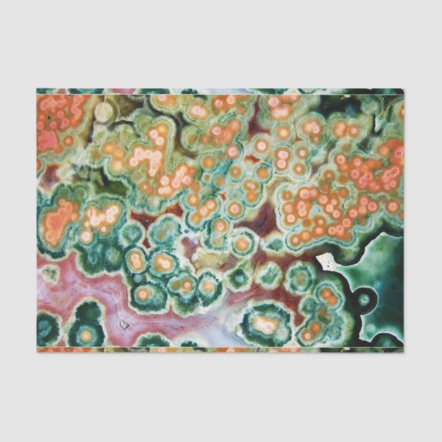 Gem Stone Muster, Ocean Jasper, Green und Multi Seidenpapier (Vorderseite)